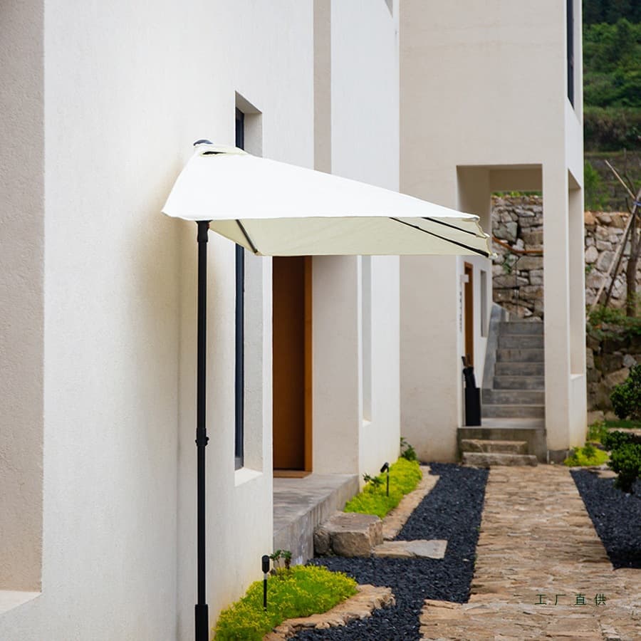 Outdoor half-umbrella, wall-mounted sunshade, garden balcony single-sided umbrella, cafe side umbrella, outdoor stall umbrella, beach umbrella.