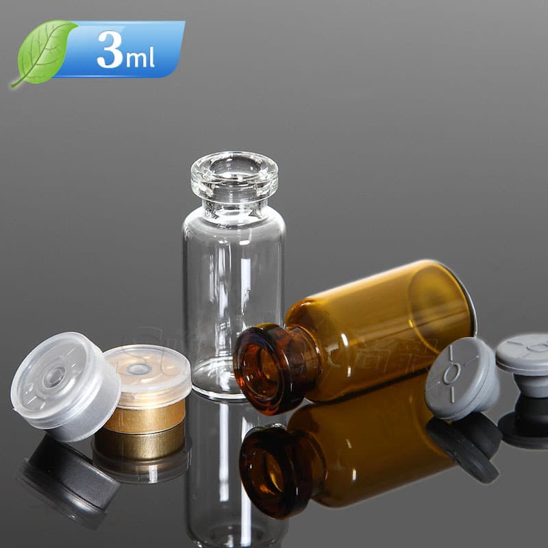 Transparent hyaluronic acid serum bottles, 3ml amber oral liquid vials, freeze-dried glass vials