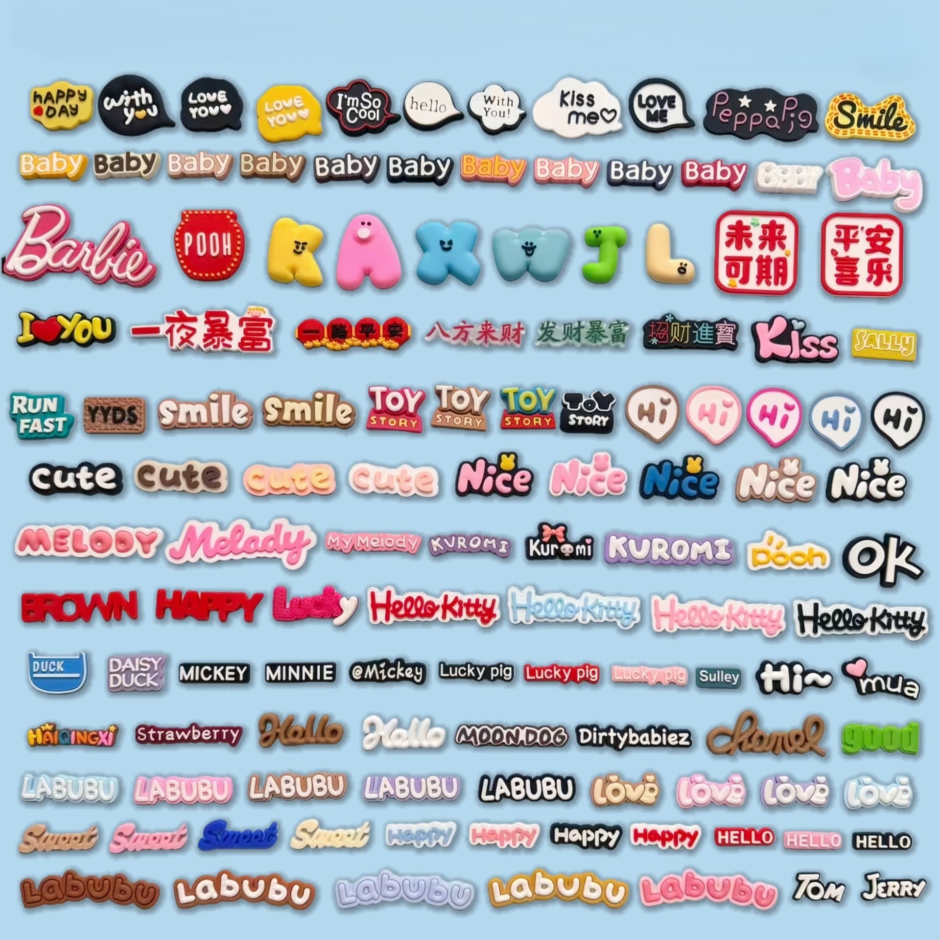 pvc soft glue english chinese alphabet collection cute refrigerator air conditioner decoration diy home patch mobile phone case patch