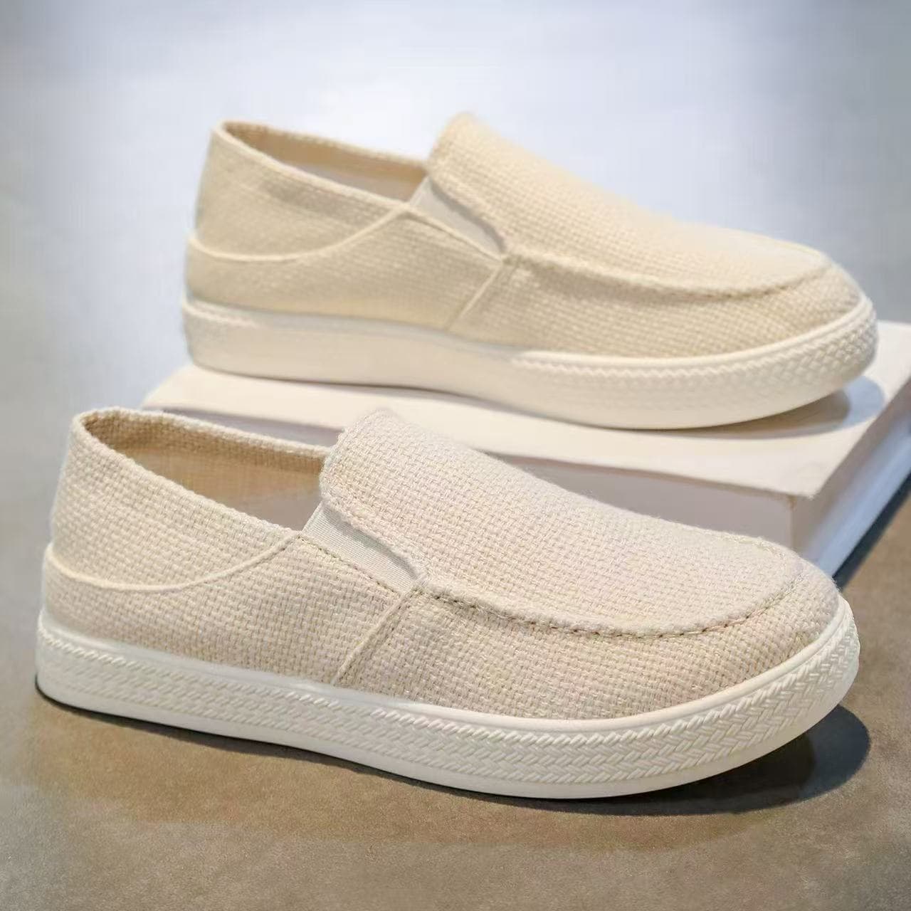 Men's Casual Shoes, Old Beijing Cloth Shoes, Breathable Knit Shoes, Soft Sole Comfortable Men's Shoes, Slip-On Loafers