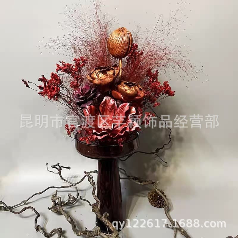 2026 New High-End Real Flower T-Stage Real Flower Tongcao Flower Fruit Shell Flower Wedding Decoration Entryway Living Room Bouquet