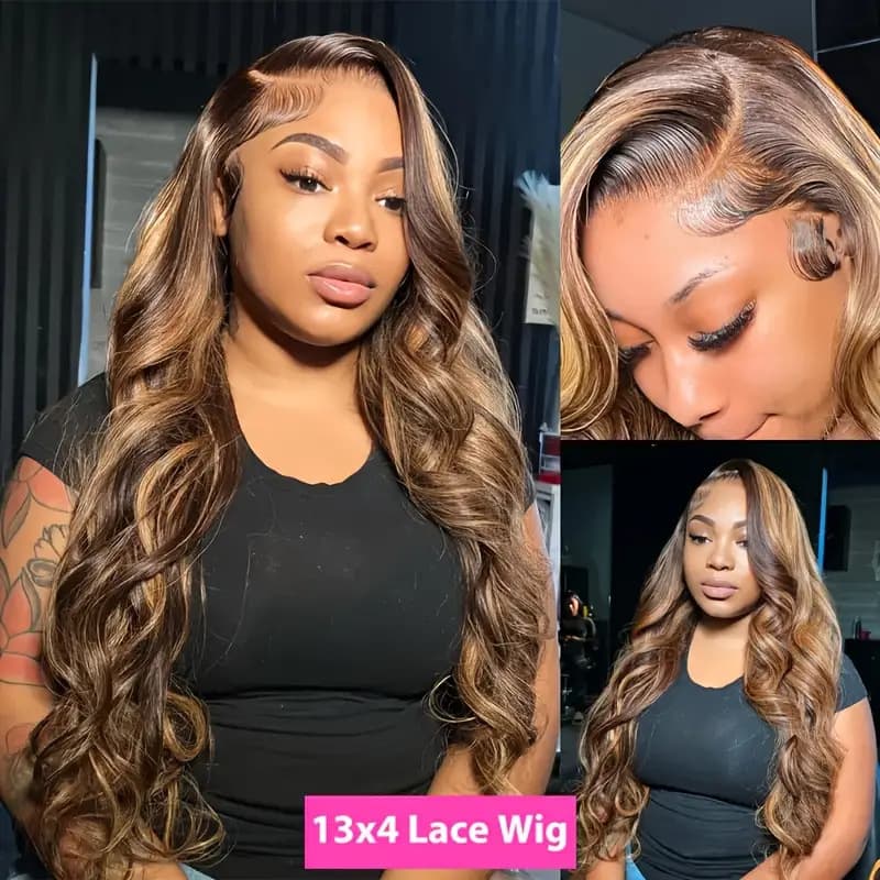 12A Front Lace Wig Women's Highlighted Gradient Big Wave Long Curly Full Cap Wig