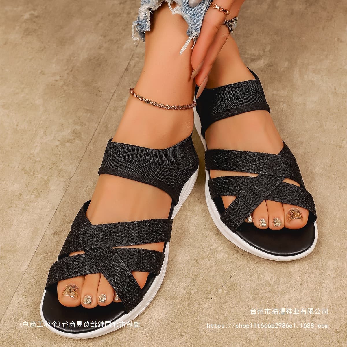 Sandals 2026 New Women's Breathable Flat Roman Style Loose Elastic Lightweight Sporty Wide-Footed Flat Roman Sandals