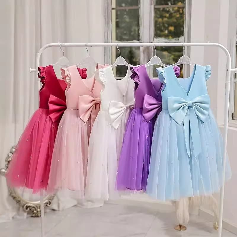 First Birthday Dress for Girls Cross-Border Hot-Seller Little Girl Princess Dress Tulle Dress Kids Party Performance Flower Girl Wedding Gown