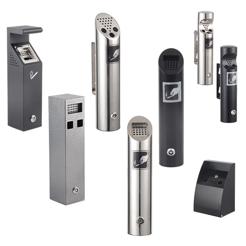 Hotel-style upright ashtray, cigarette butt column, stainless steel extinguishing column, trash can, can be fixed for both outdoor and indoor use.