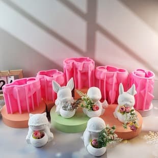 Cartoon Animal Gypsum Flower Pot Silicone Mold DIY Gypsum Cement Desktop Figurine Silicone Mold A9321 Series