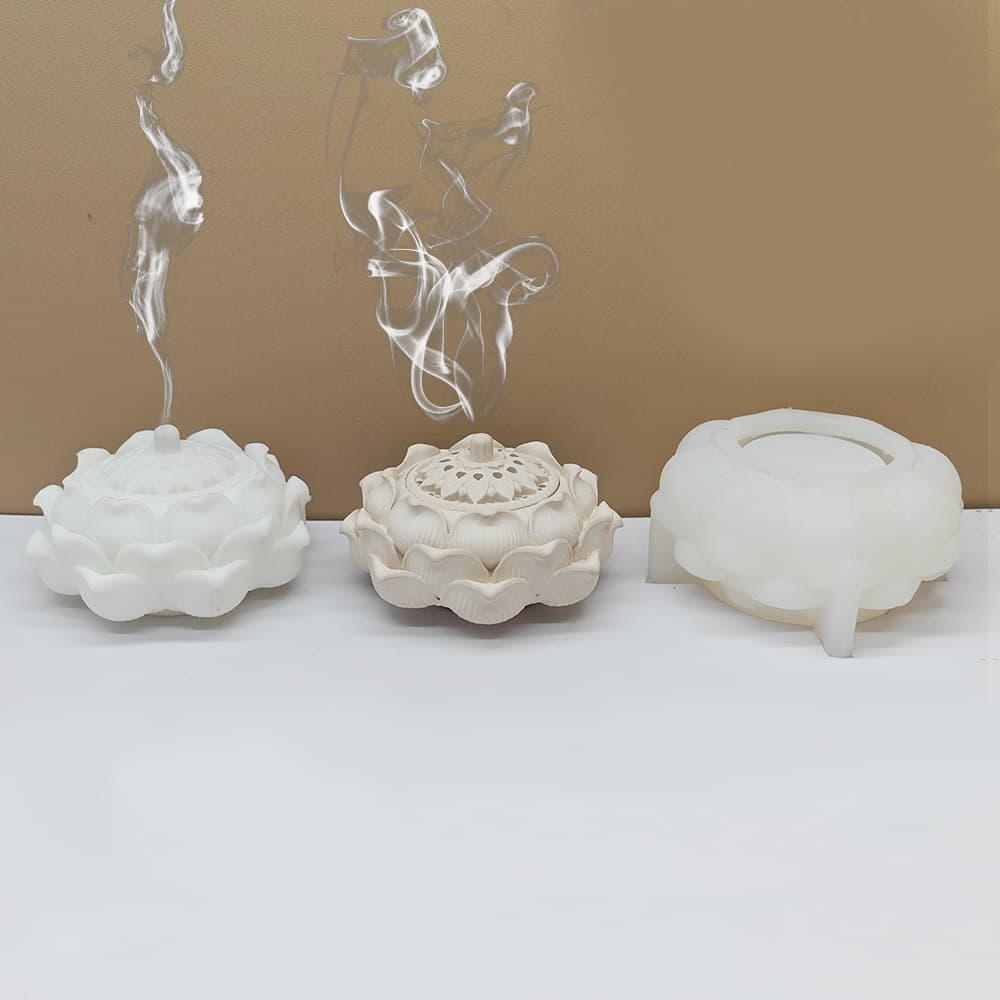 Unique Artistic Flower-Shaped Incense Burner Silicone Mold, Concrete Lotus Shape Aromatherapy Burner Mold, Cross-Border Best Seller