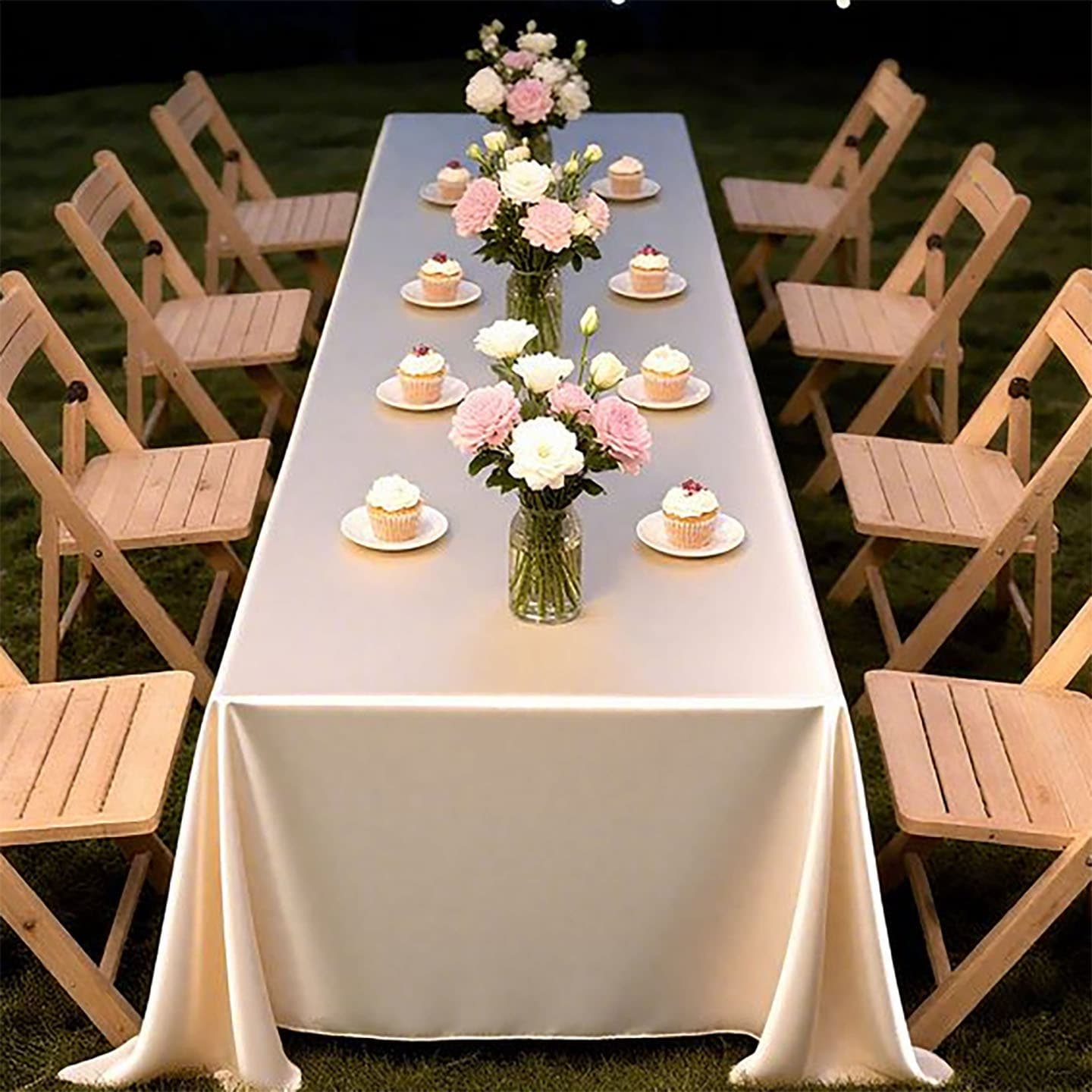 Tablecloth Light Luxury High-End 2025 New Rectangular Satin Gold Dessert Table Cloth Engagement Outdoor Tablecloth