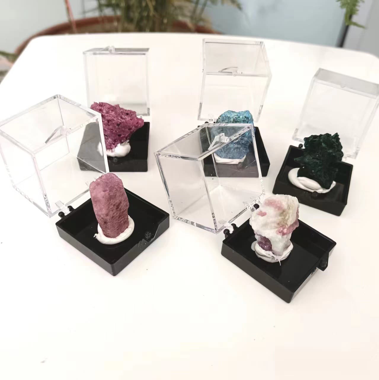 Natural variety of crystal ore specimen box teaching popular science specimen ornaments mineral mark rough stone home desktop display