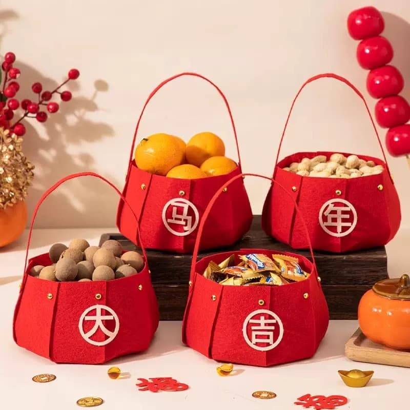 2026 Year of the Horse Spring Festival New Year Decorations Persimmon Persimmon Ruyi Portable Fruit Basket New Year Goods New Year Desktop Layout