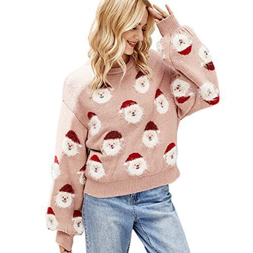 2025 Cross-border Amazon Fall/Winter Women's New Christmas Cartoon Monster Hat Print Women's Round Neck Sweatshirt