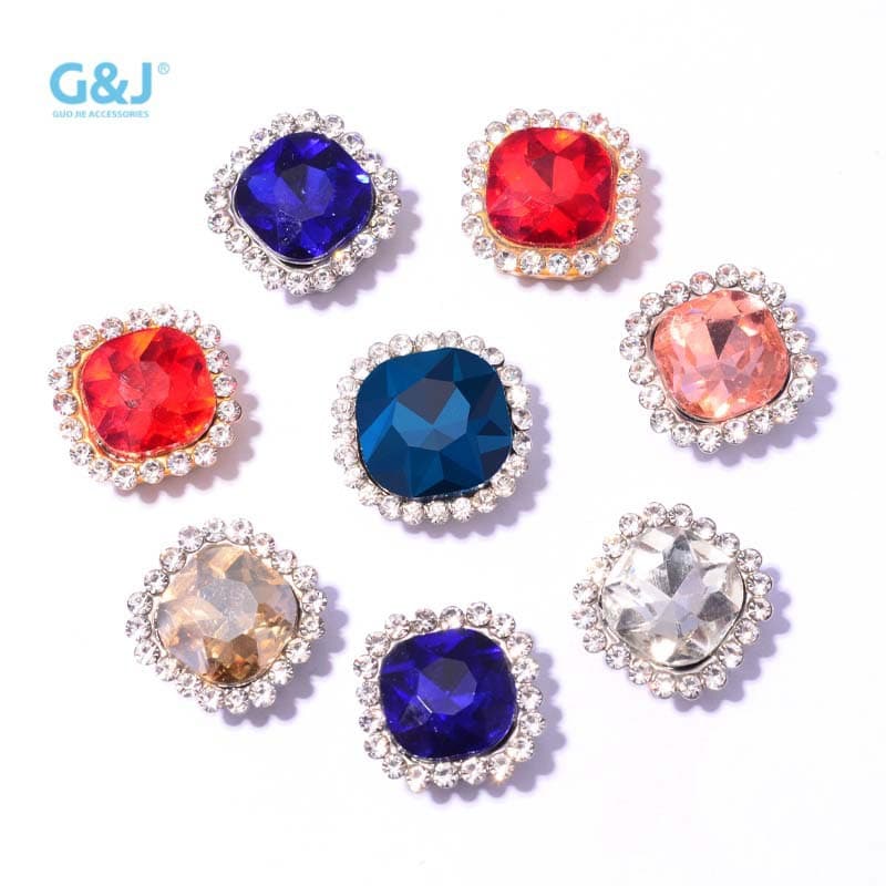 DIY Headband Hair Clip Hair Accessories Ornament Parts Materials Sunflower Double-layer Glass Hand-sewn Rhinestone Fat Square