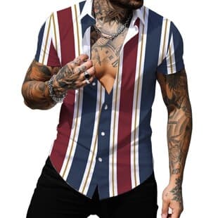 Amazon Bestseller Christmas Print Shirt Black Green Contrast Collar Vacation Short Sleeve Shirt Factory Direct