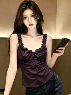 Ruffled Lace Camisole Top for Women, Summer Outerwear or Inner Layer, Slim Fit Single-Breasted Top, 2026 New Style, Hot Girl Trend