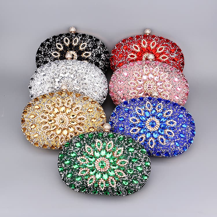 Crystal-Embellished Wedding Clutch Purse for Women, Evening Handbag with Floral Design, Portable Versatile Bag, Mingyuan Bag, Matching Cheongsam Bag