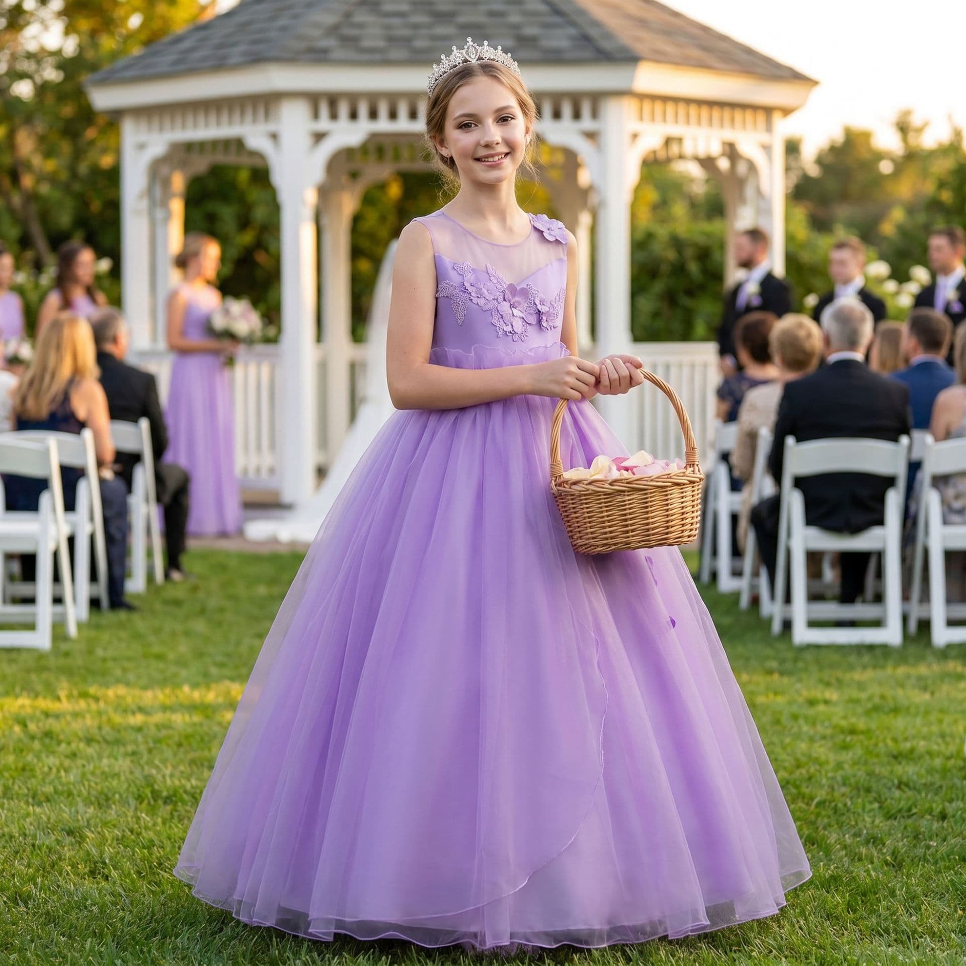 Korean-style Girls Princess Dress Lace Flower Full Tulle Skirt Flower Girl Birthday Party Runway Performance Wholesale