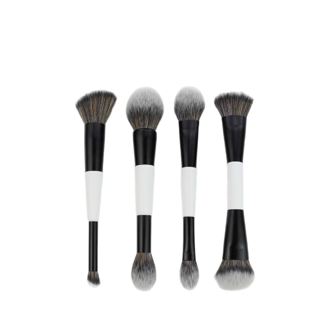 Hot New 4-Piece Dual-Ended Foundation Brush, Powder Brush, Blush Brush, Highlighter Brush, Makeup Tools, Contour Brush, Makeup Brush Set