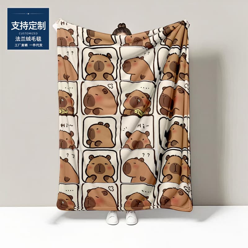 Capybara Trendy Fleece Blanket Winter Thick Small Blanket Office Nap Blanket Flannel Throw Sofa Cover Blanket