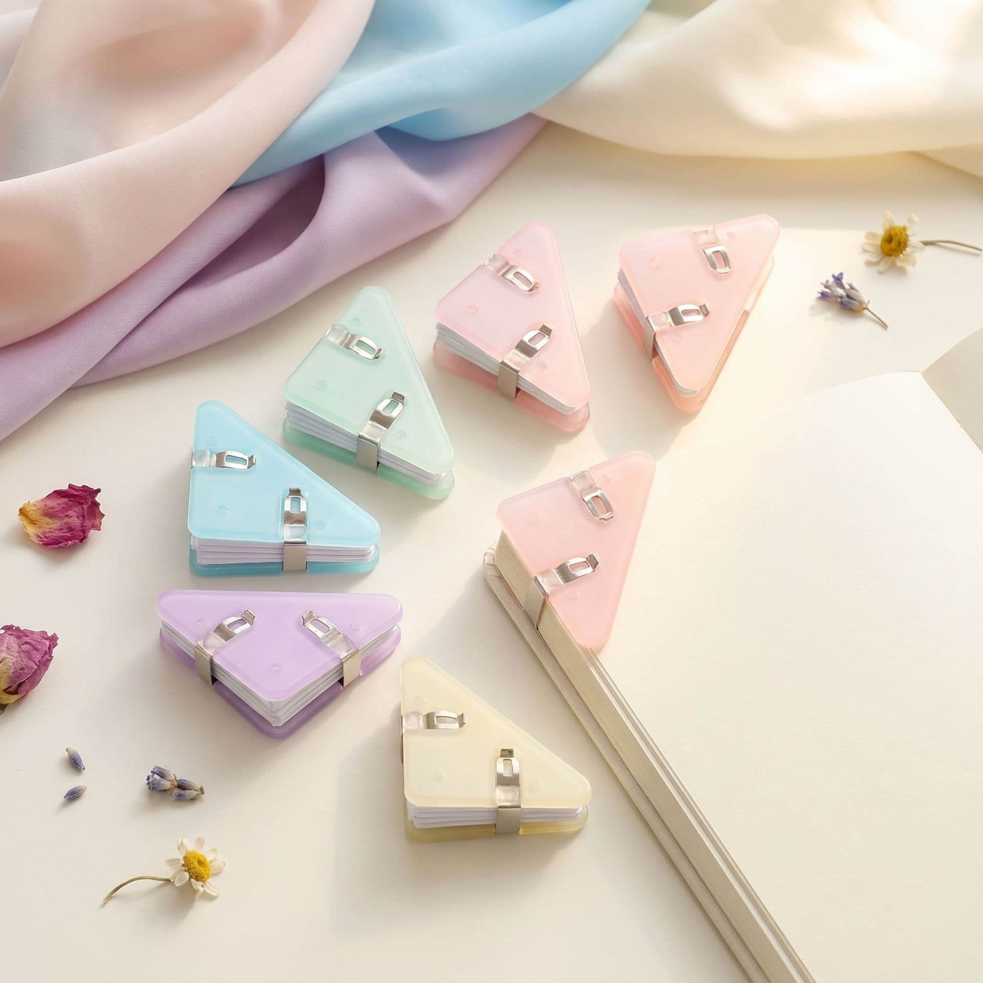 Corner clips, triangular clips, edge-wrapped loose-leaf books, test papers, document binding, snack planners, planner clips