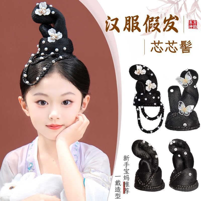 Classical Dance Hair Accessories Ancient Chinese Bun Simple Elegant Hanfu Accessories Han Tang Dance Ethnic Dance Hair Bun Wig