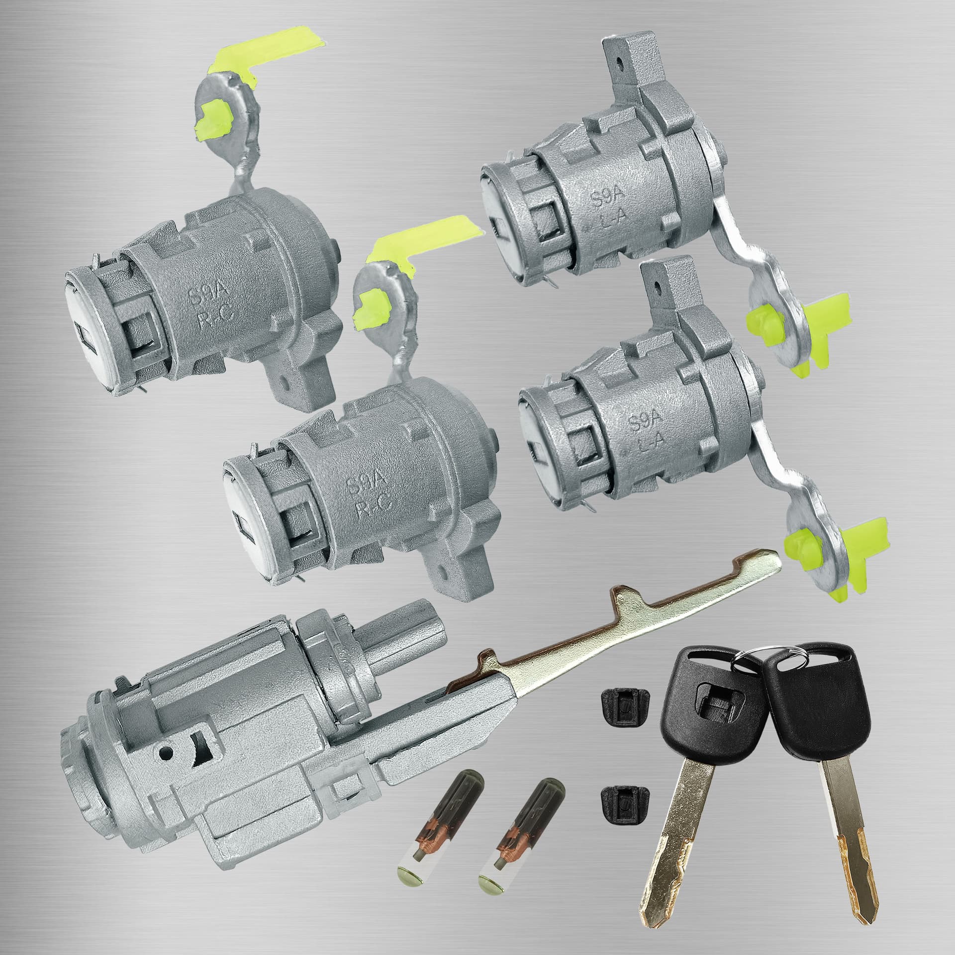 Compatible with Honda CRV Full Car Lock Cylinder with Chip, 4 Door Locks, Ignition Lock, Auto Parts