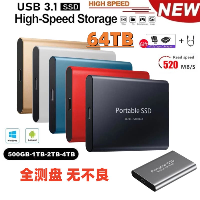 M.2 Portable SSD, External Hard Drive, High-Speed USB 3.0 Large Capacity: 1TB, 2TB, 4TB, 8TB, 16TB