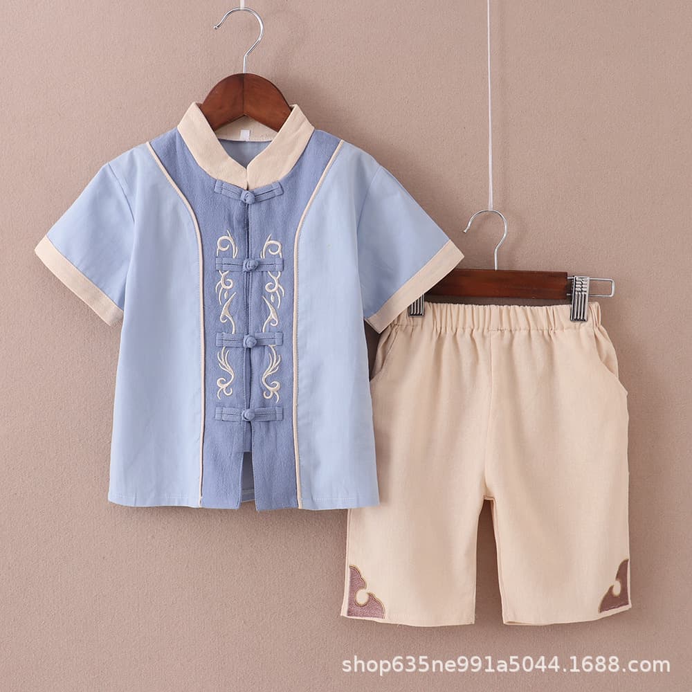 Hanfu Boys Children Tang Suit First Birthday Gown Baby Boy Kids Hanfu Chinese Style Summer Ancient Costume Young Master Outfit