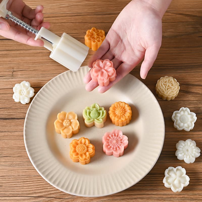 New 30g mung bean cake mold, model making tool, household hand-pressed 3D embossing pastry baking mold