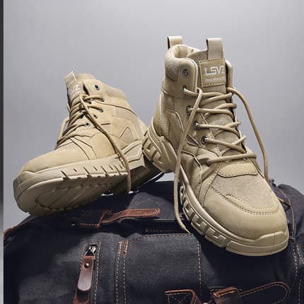 Men's Martin Boots Autumn Breathable Work High-Top Desert Wolf Yellow Ankle Boots Anti-Slip Height Increase Mid-Top Winter Boots