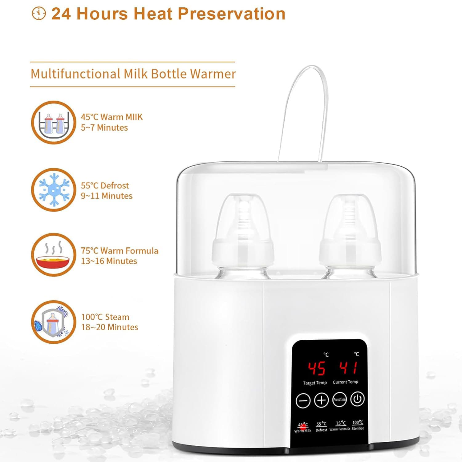 Cross-border Dual Bottle Smart Constant Temperature Bottle Warmer Heating Milk and Food 2-in-1 Bottle Sterilizer Infant Milk Warmer