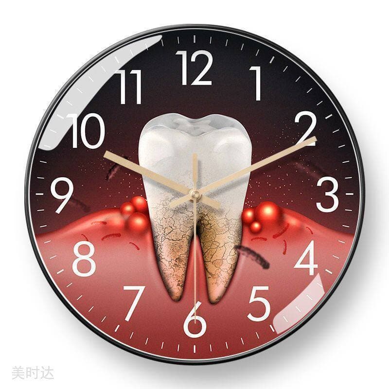 Dental Clinic Electric Wave Wall Clock Oral Clinic Teeth Whitening Clock Creative Trendy Ins Style with Sun Movement