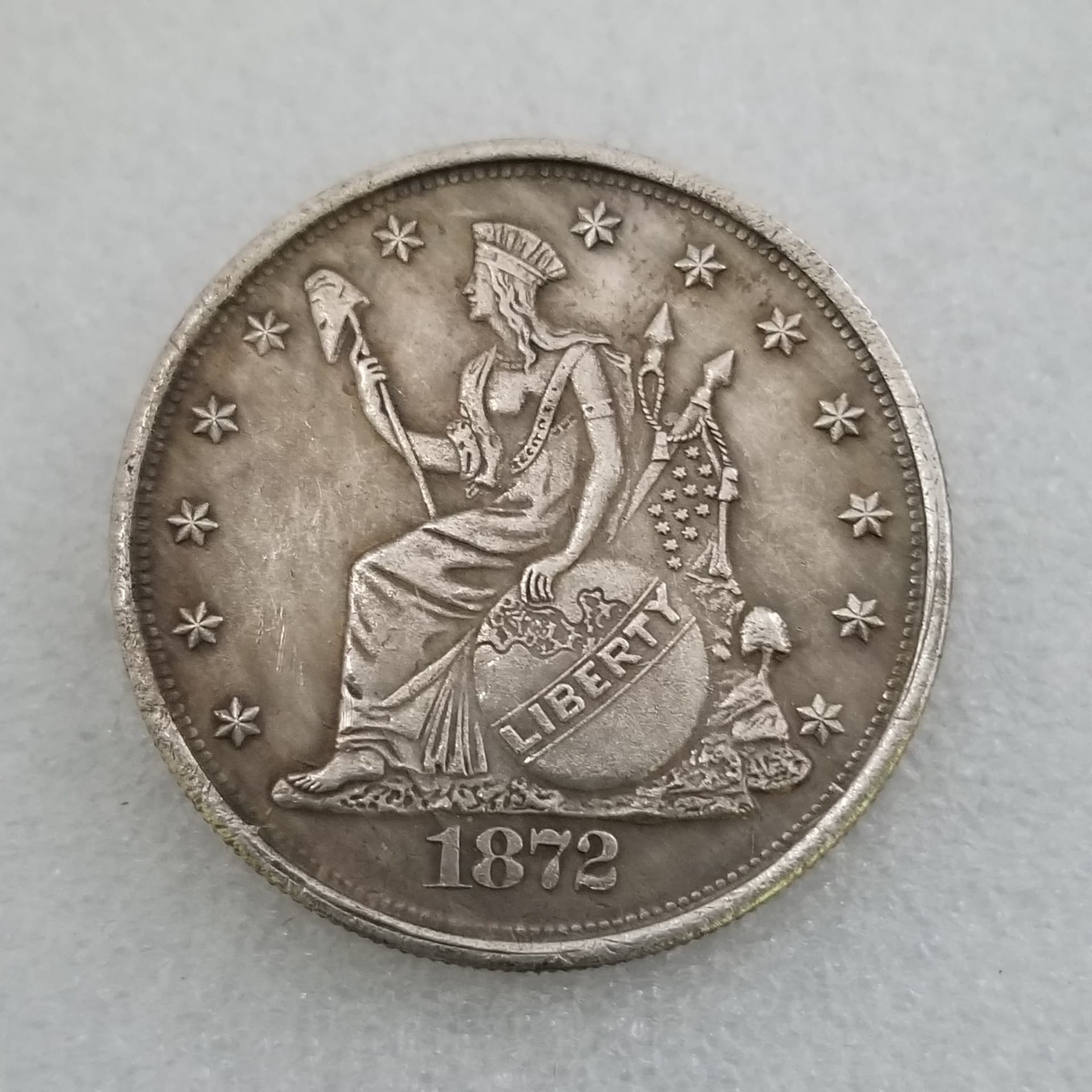 Vintage Craft USA 1872 Brass Material Brass Silver Plated Antique Silver Dollar Coin Collectible