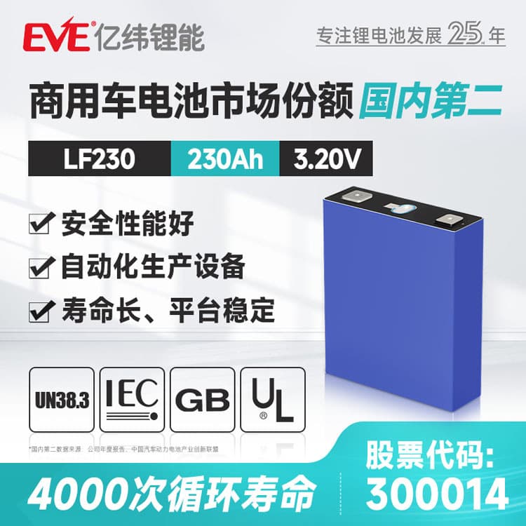 EVE 3.2V 230Ah LiFePO4 Battery Power Battery Lithium Iron Phosphate Passenger Car