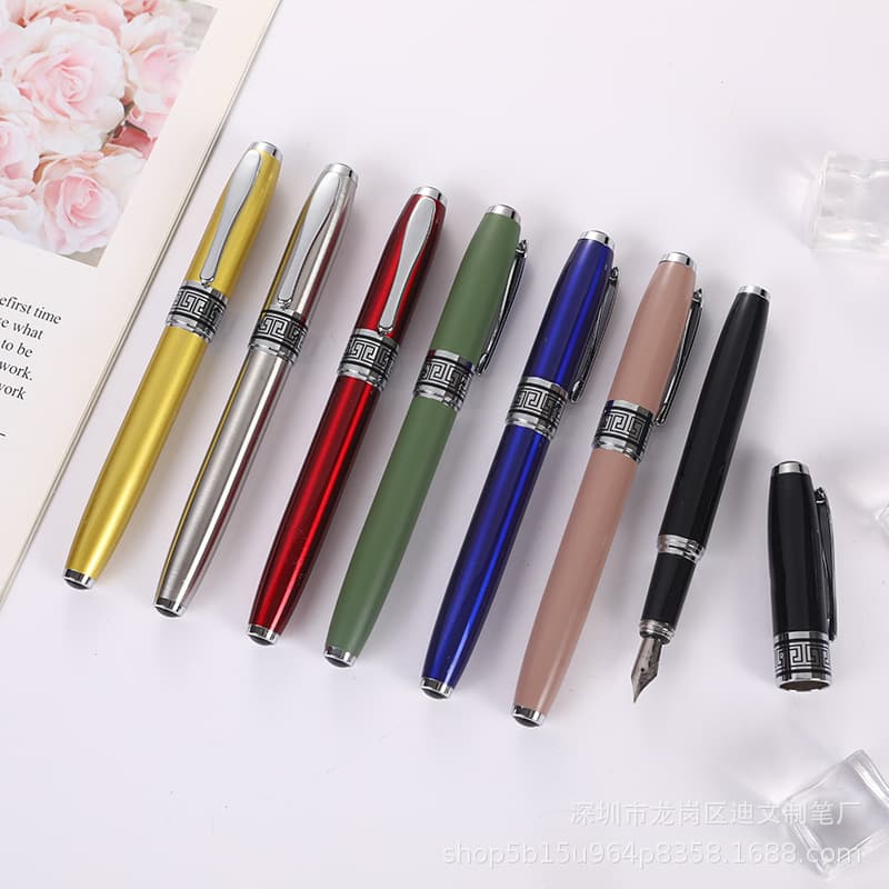 Heavy-feel window pattern fountain pen 0.5mm hard-tip calligraphy engraving logo advertising gift signature ink pen