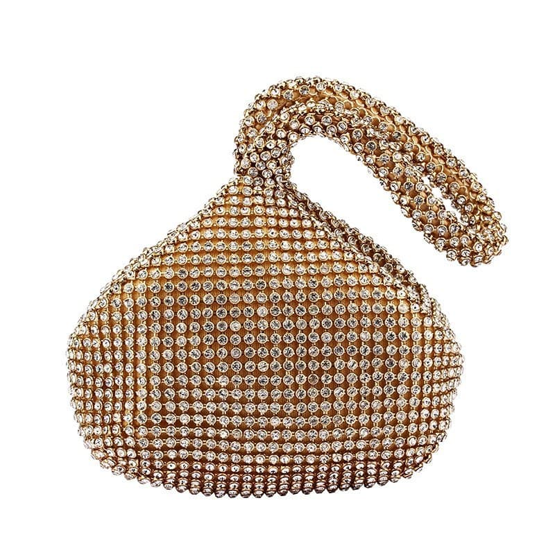Lazada Diamond Embedded Aluminum Handle Handbag Creative Clutch Design Women's Bag Makeup Dinner Bag Soft Heart Shaped Polyester