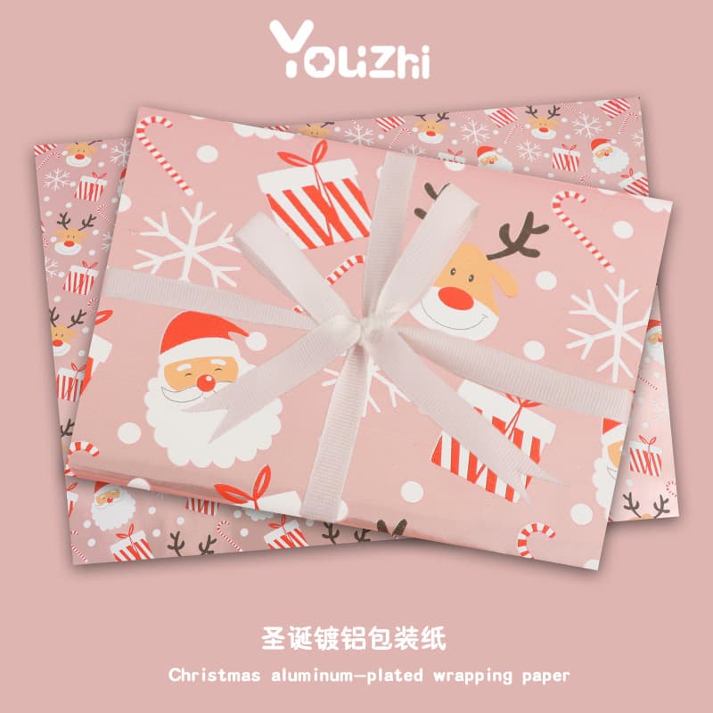 Cross-border Christmas Aluminum Coated Wrapping Paper Party Gift Wrap American Retro Gift Wrapping Paper Christmas Packaging