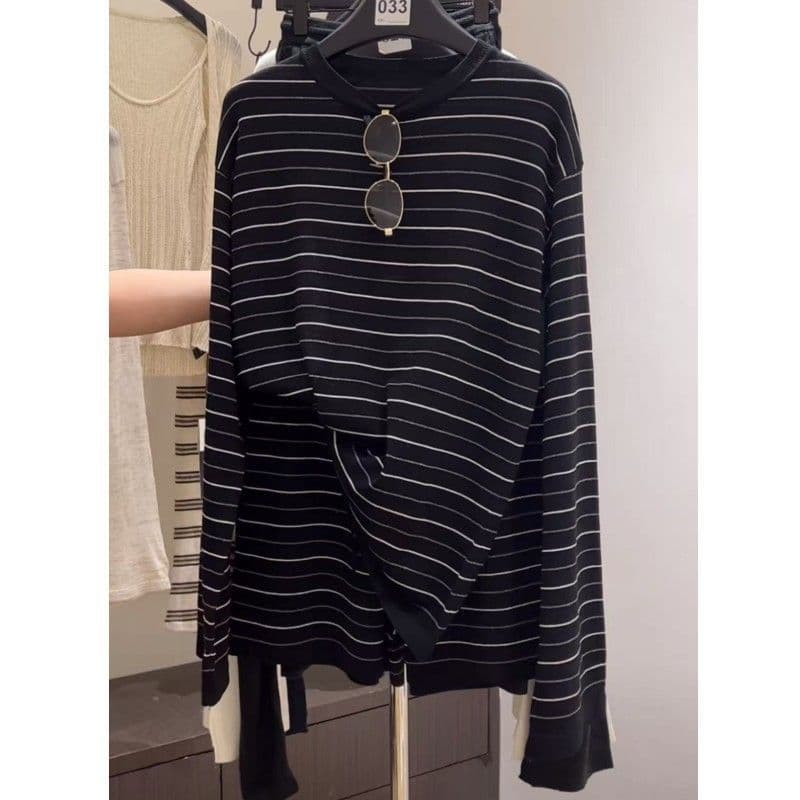 Premium Summer Casual Striped Knit Top for Women Lightweight Trendy T-Shirt Elastic Waist Shorts Set