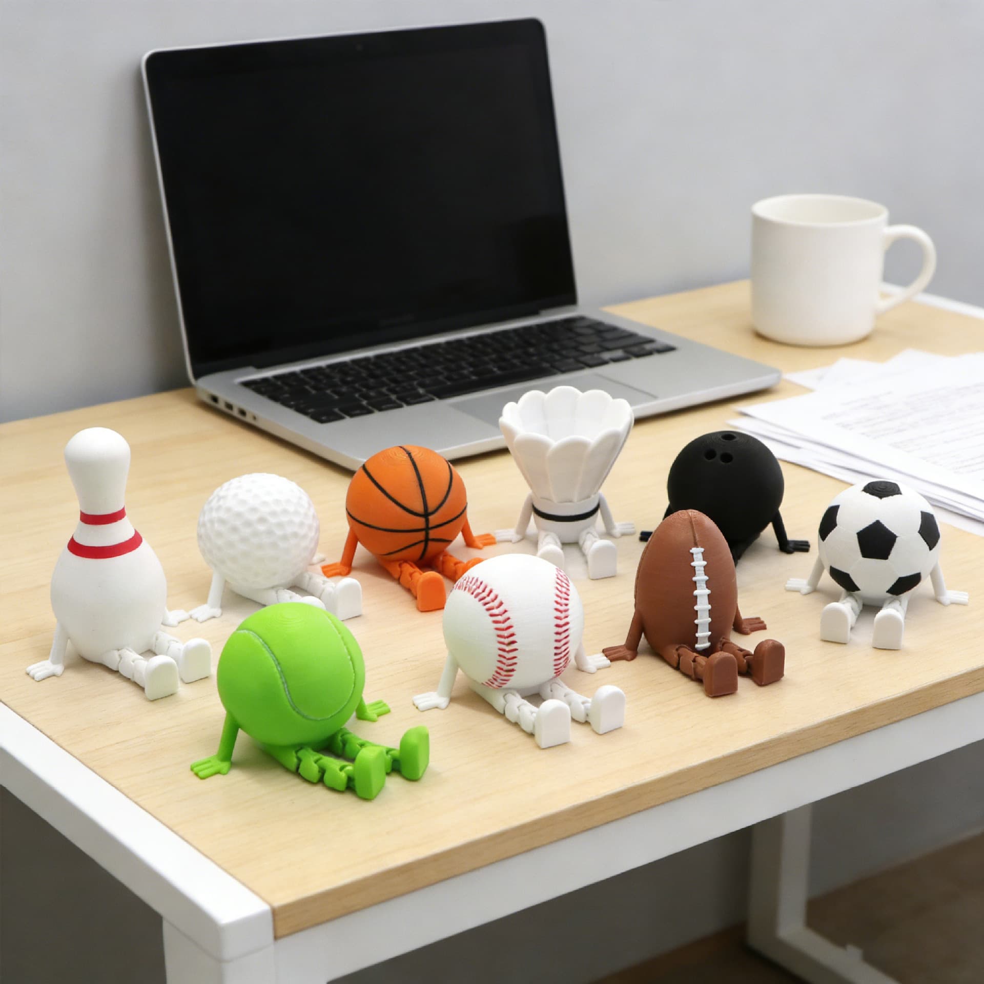 Cross-Bestseller Sports Ball Figurine: Football, Bowling, Volleyball, Rugby Fan Ornament Toys