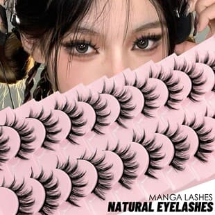 Xiaohongshu Recommended Manga Curl Lashes, Voluminous False Eyelashes, Little Demon Lashes 10 Pairs, European & American Style Thick Thai Makeup