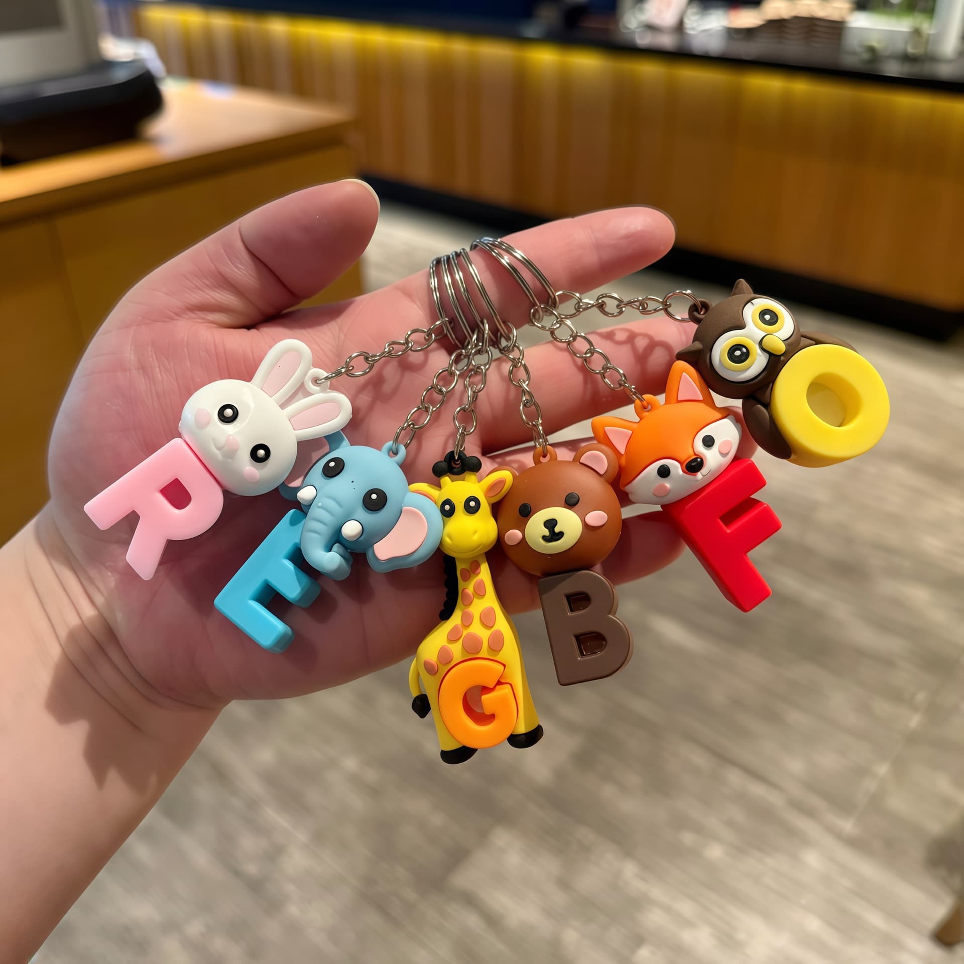 New Cross-Border Cute Animal Alphabet Keychain Car Charm Bag Decoration Event Gift Wholesale