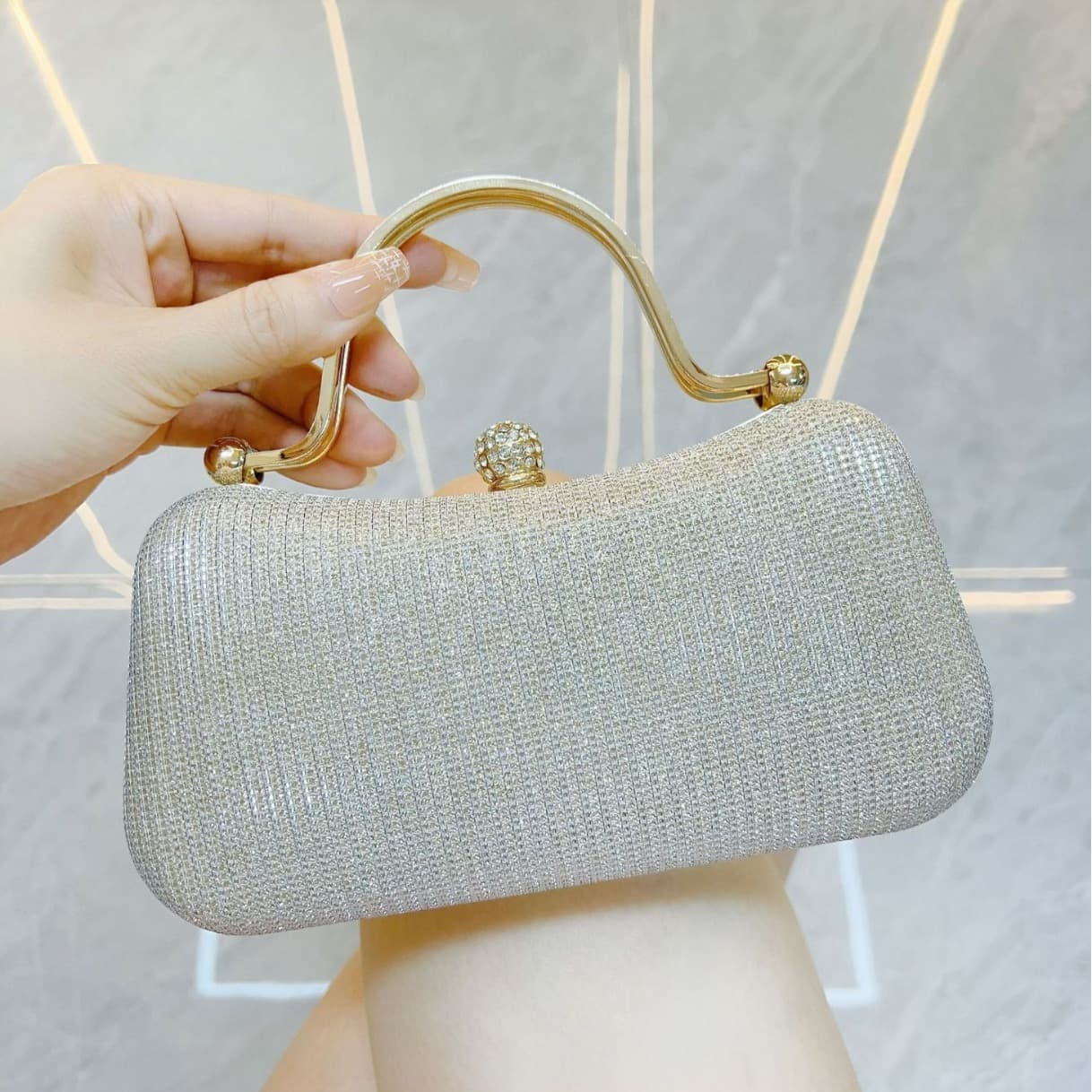Shiny Handbag Clutch Bag Evening Dress Match Wedding Banquet Party Small Square Bag Women's Bag Sparkling Glitter Clutch
