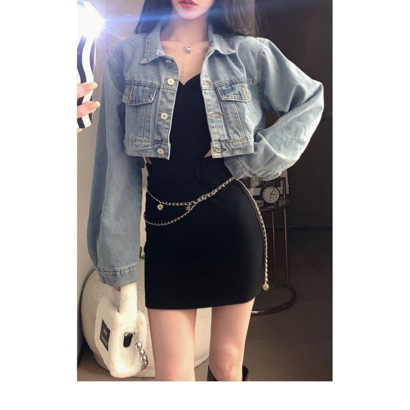 Chanel-style short denim jacket for women, spring/autumn new design, niche loose fit, versatile blue