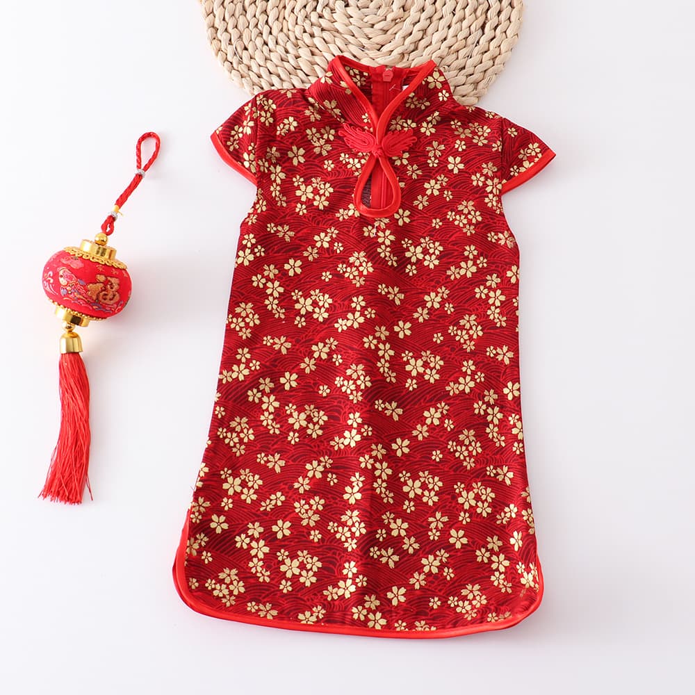 Cross-border girls' cheongsam performance costume, Chinese style, children's New Year's dress, princess dress, foreign trade summer dress