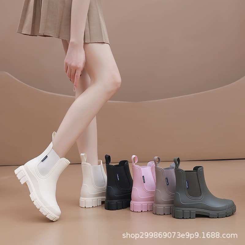 Export Fashion Short Rain Boots Women's Rain Boots Elastic Martin Boots Anti-slip Water Boots Waterproof Shoes Adult Wading Overshoes
