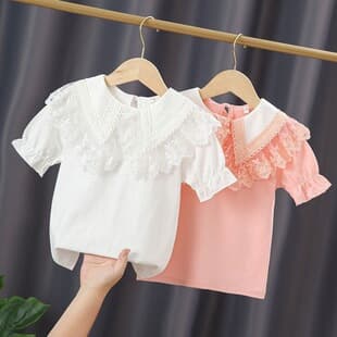 Girls Short Sleeve T-Shirt Summer Thin Children's Fashionable Cotton Princess Top Girls Summer Clothes Base Layer 6