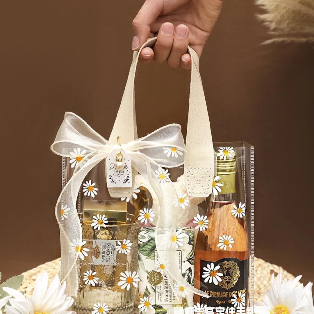 Clear PVC Handbag Daisy Birthday Wedding Candy Favor Gift Bag Holiday PVC Gift Bag Custom