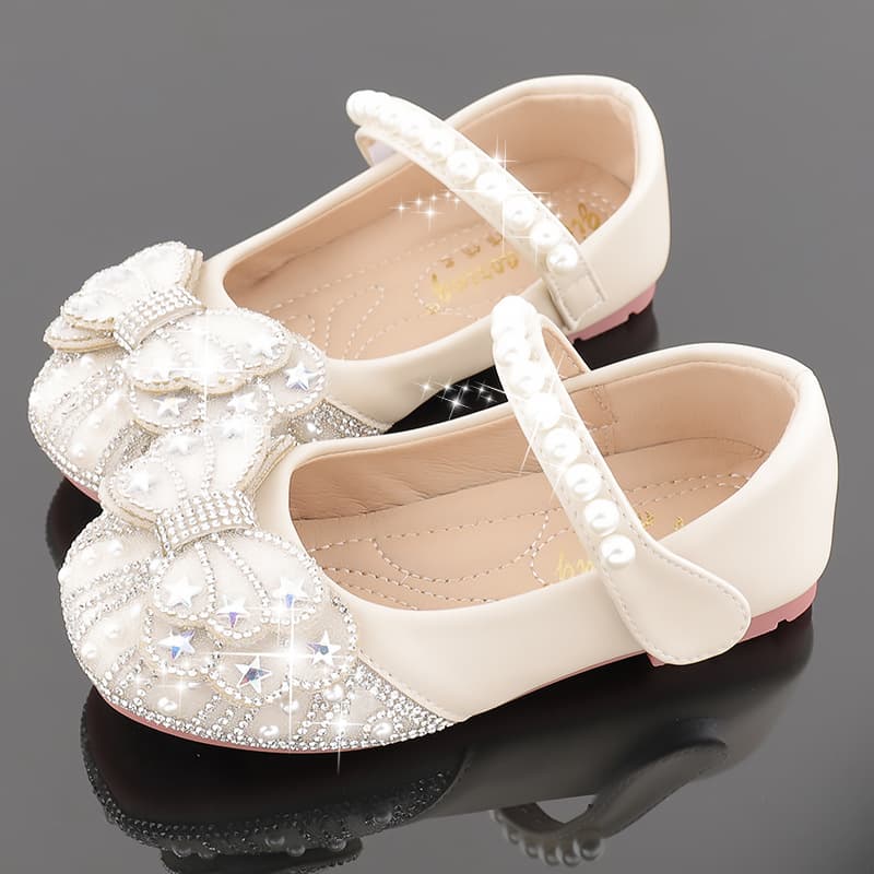 Girls Princess Shoes Spring and Autumn 2026 New Crystal Shoes Soft Bottom Baby Aisha Leather Shoes Flat Bottom Children's Shoes