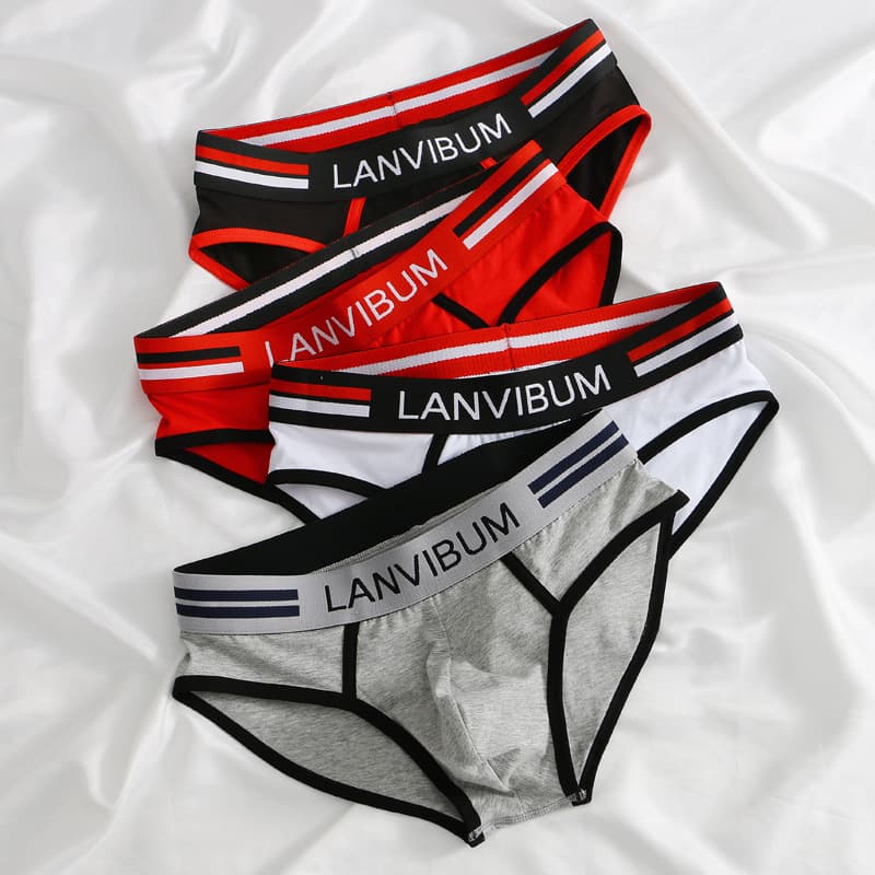 Processed and customized new men's underwear briefs cotton mid-waist large size trendy men's Korean style trendy brand men's