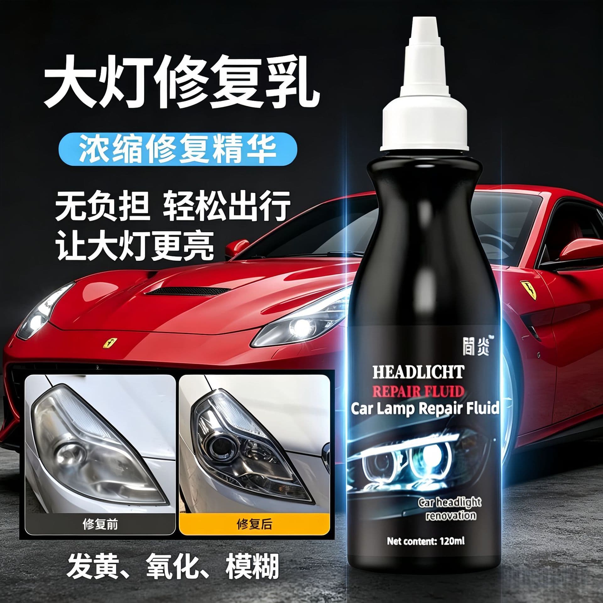 Car Headlight Restoration Repair Liquid Tool Polishing Headlight Scratch Yellowing Lens Cleaner Maintenance Kit Wholesale