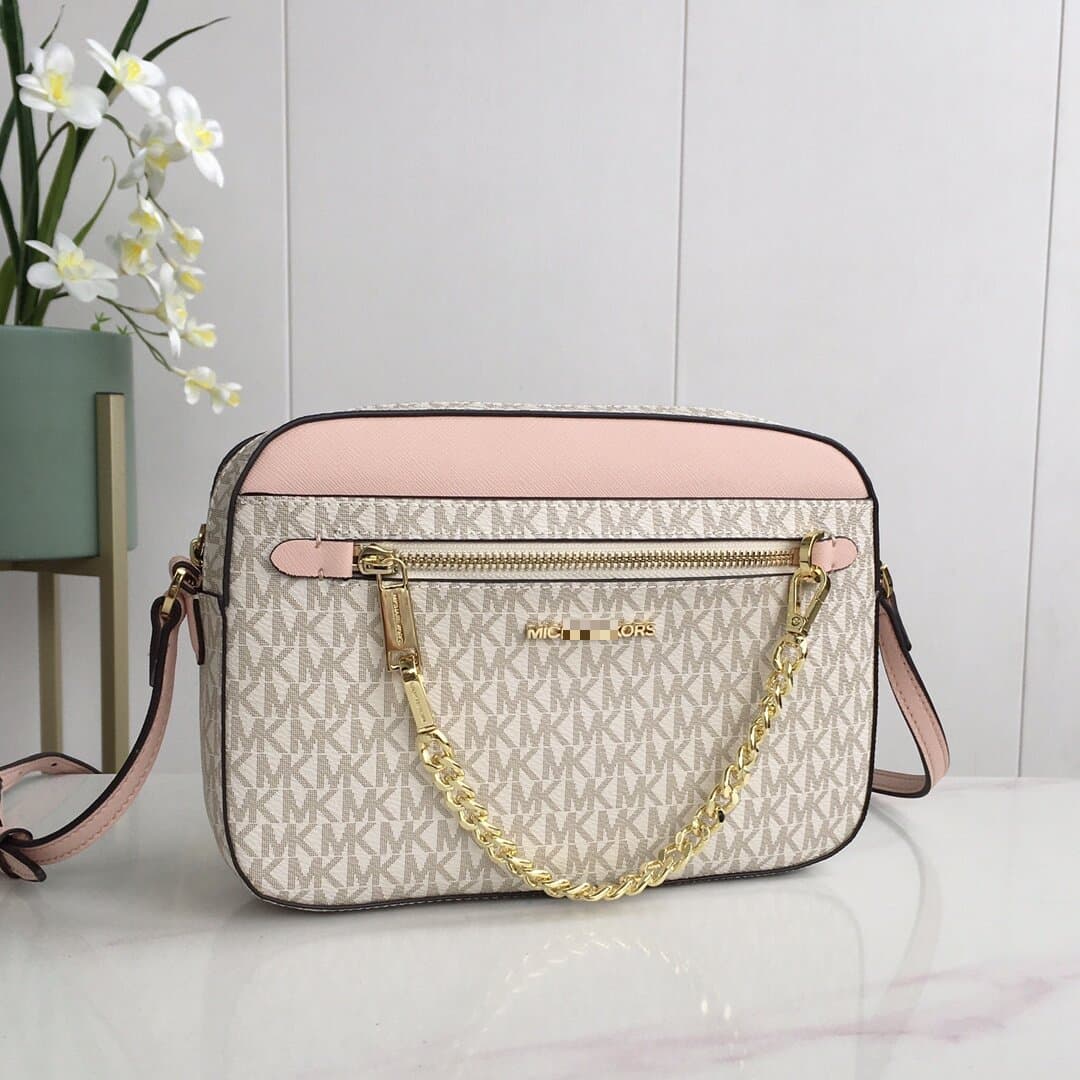 New M Brand K Women's Genuine Leather Camera Bag Carmen Monogram Mixed Leather Classic Versatile Casual Chain Crossbody Small Square Bag